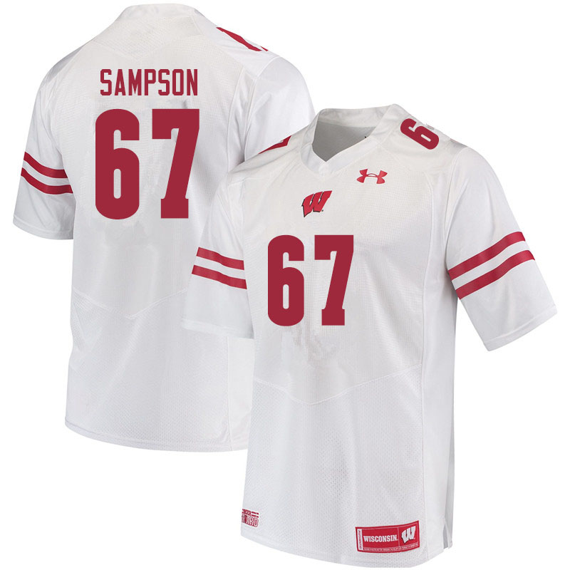 Wisconsin Badgers Men's #67 Cormac Sampson NCAA Under Armour Authentic White College Stitched Football Jersey GP40Z37IR